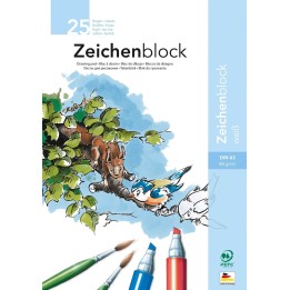 Bloc à dessin 80g/m2, DIN A3 25 feuilles, blanc