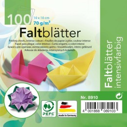 Papier à plier 70 g 10x10cm 100 feuilles couleurs ass.