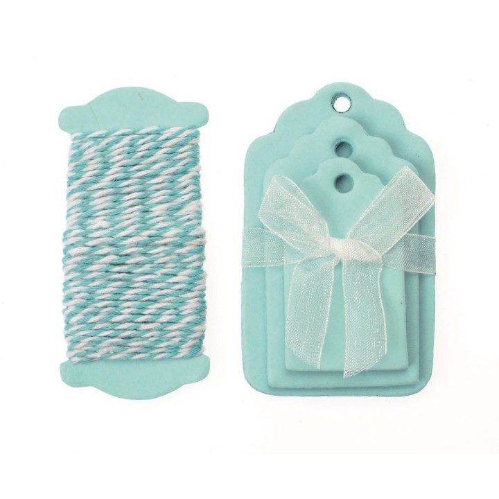 Etiquettes en papier 15pcs bleu clair  5-8x3-5cm
