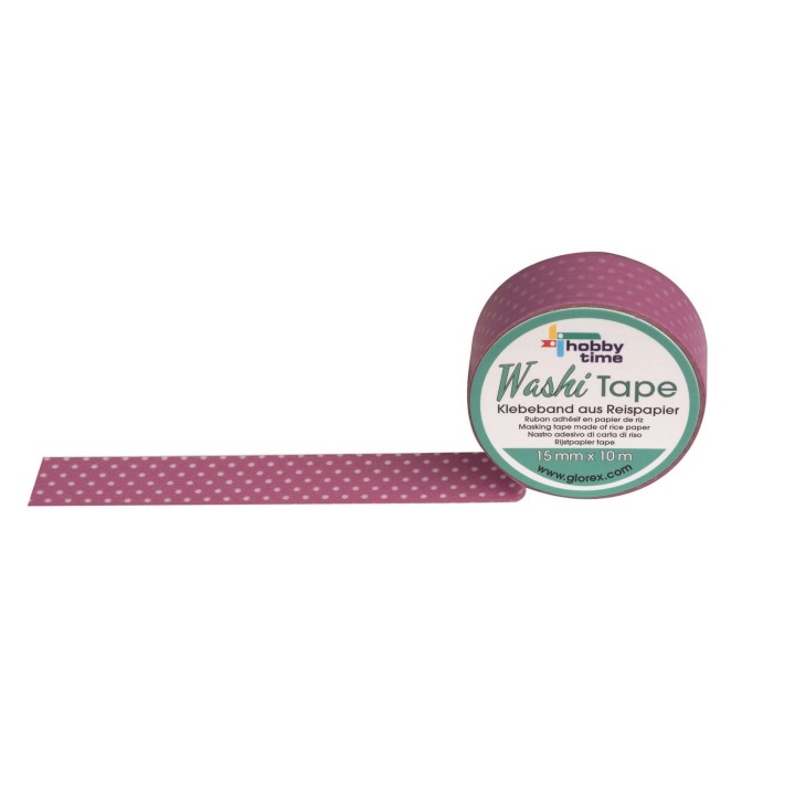 Washi-Tape Gepunktet pink 15mmx10m