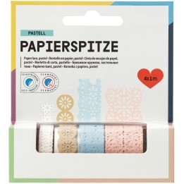 Paper lace pastel 4x1m 4 rolls assorted, selfadhesive