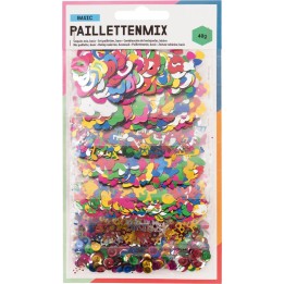 Mix de paillettes 40g, Formes+couleurs assorties