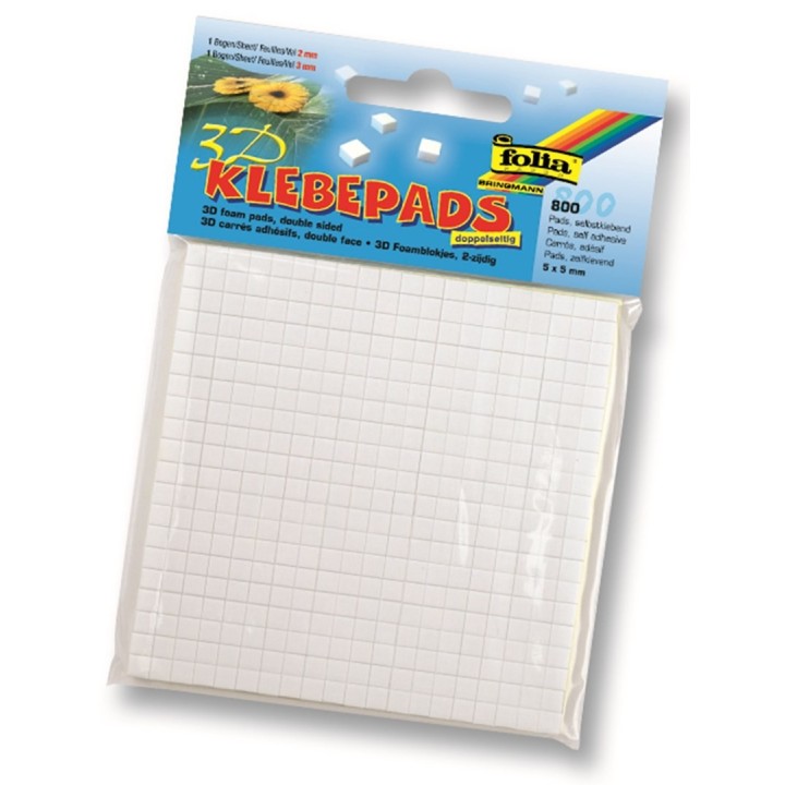Klebepads für 3D-Effekte 5x5mm 400 Stück 2mm, 400 Stück 3mm