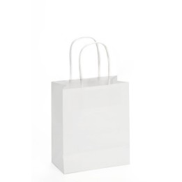 Papiertragetasche, Kordelgriff 15x18cm weiss