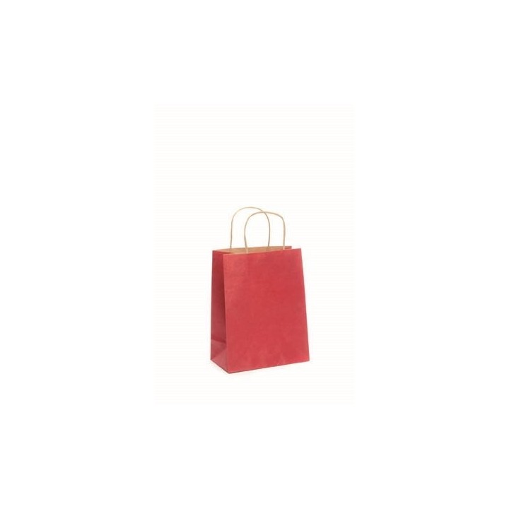 Sac en papier, anse corde 21x27cm rouge