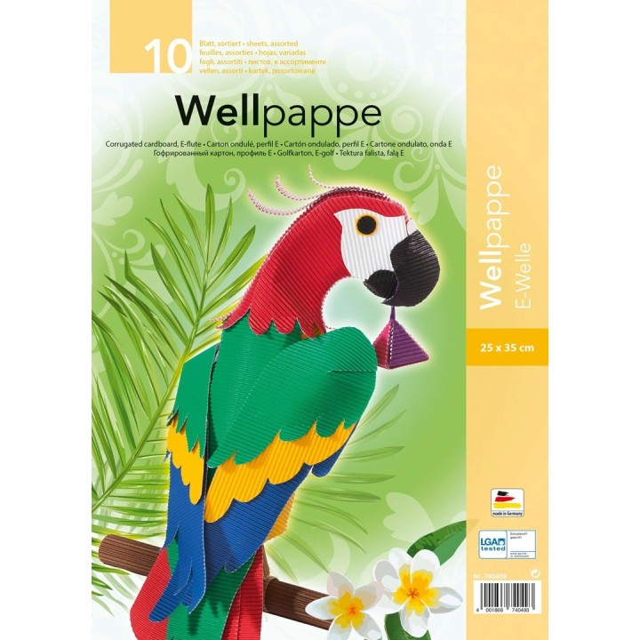 E-Wellpappe, 10 Blatt 25x35cm farbig sortiert