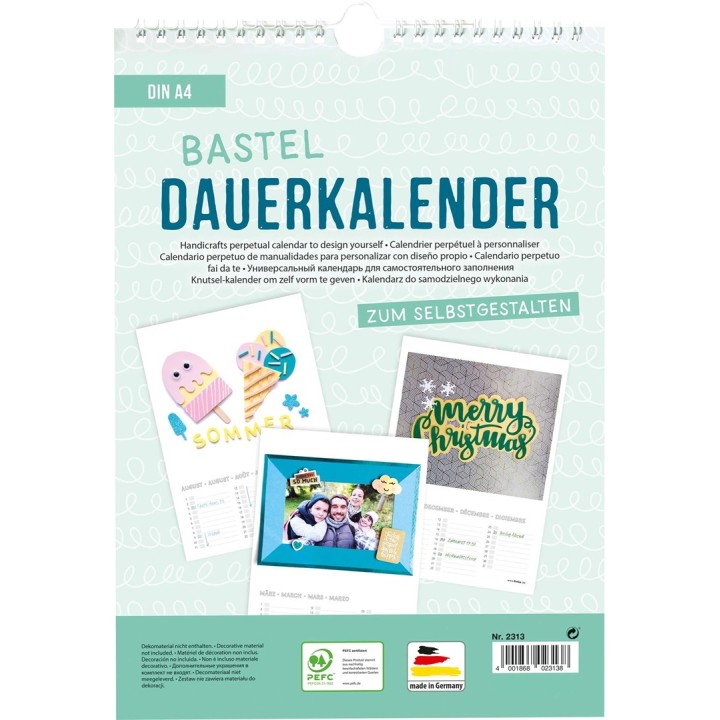 Dauerkalender mit Spiralbindindung zum Selbergestalten A4, weiss