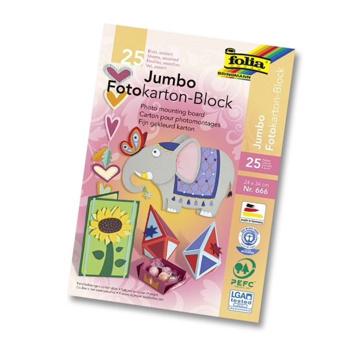 Photo cardboard bloc 25 sheets assorted, 24x34cm