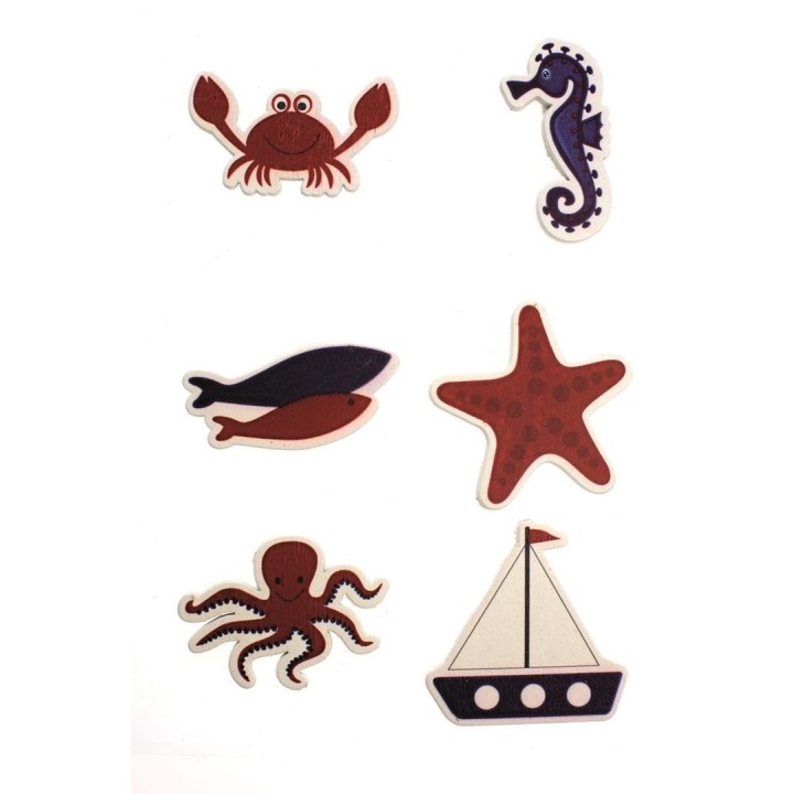 Stickers maritime animaux marins 6pcs 3,5x4cm