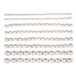 P&D Perlen weiss assortiert selbstklebend 138 Stück 2-8mm