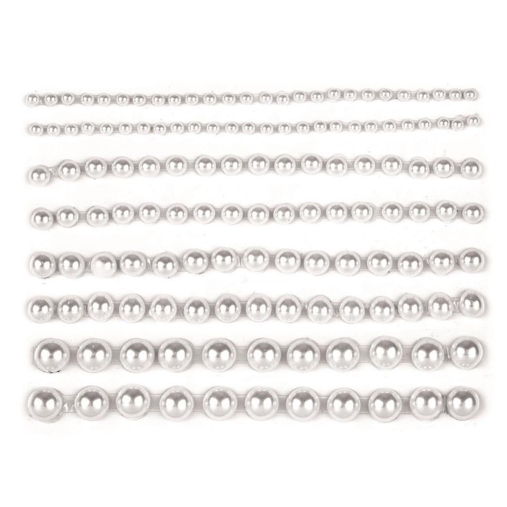 P&D Perlen weiss assortiert selbstklebend 138 Stück 2-8mm