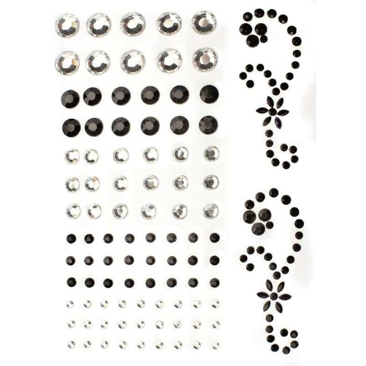 P&D Crystal und schwarz assortiert selbstklebend 67 Stück 2-8mm