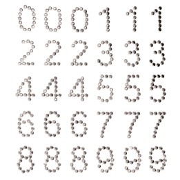 P&D chiffres 13mm 0 - 9 argent autocollant