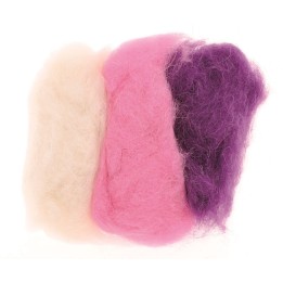 Schafwolle 3x10g rosa-lila-mix 100% natur