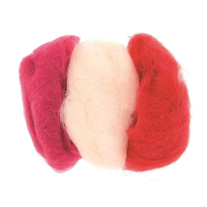 Laine de mouton 3x10g rouge-mix 100% naturelle