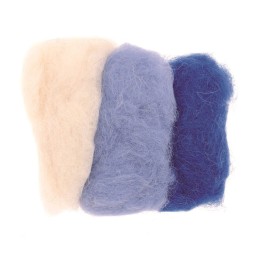 Schafwolle 3x10g blau-mix 100% natur