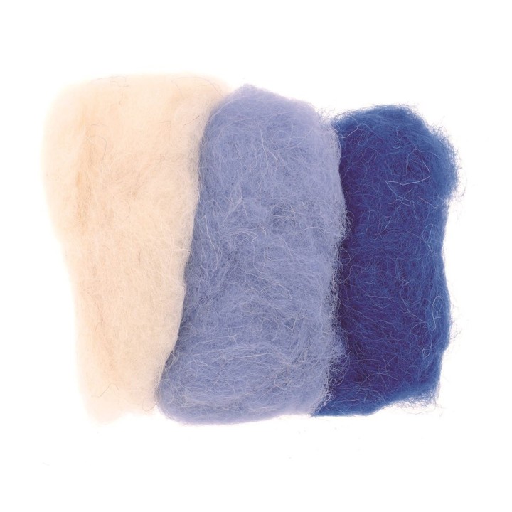 Laine de mouton 3x10g bleu mix 100% naturelle