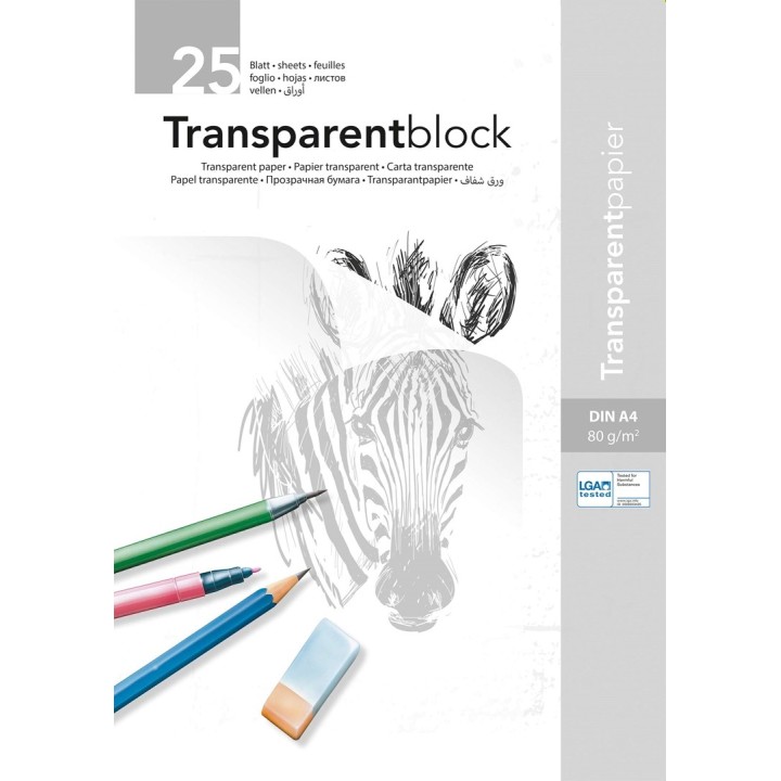 Transparentpapier-Block 80g A 4, 25 Blatt