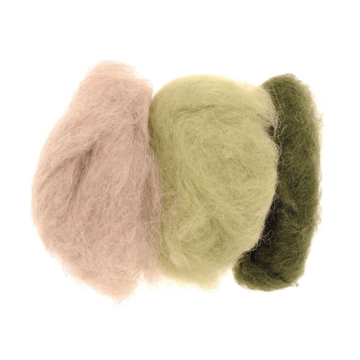 Schafwolle 3x10g grün-mix 100% natur